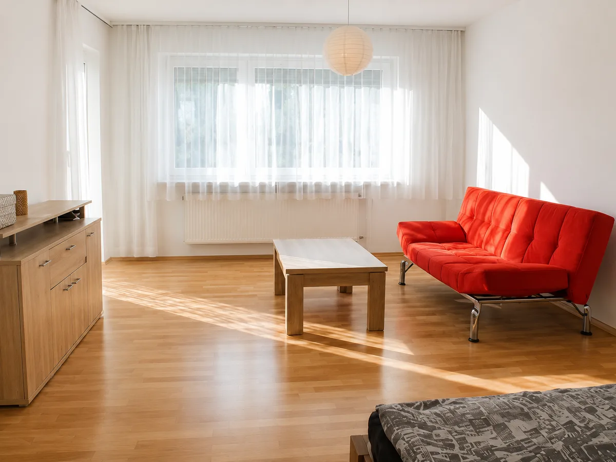 Heller Wohnraum einer von M-Living vermittelten Wohnung in Crailsheim